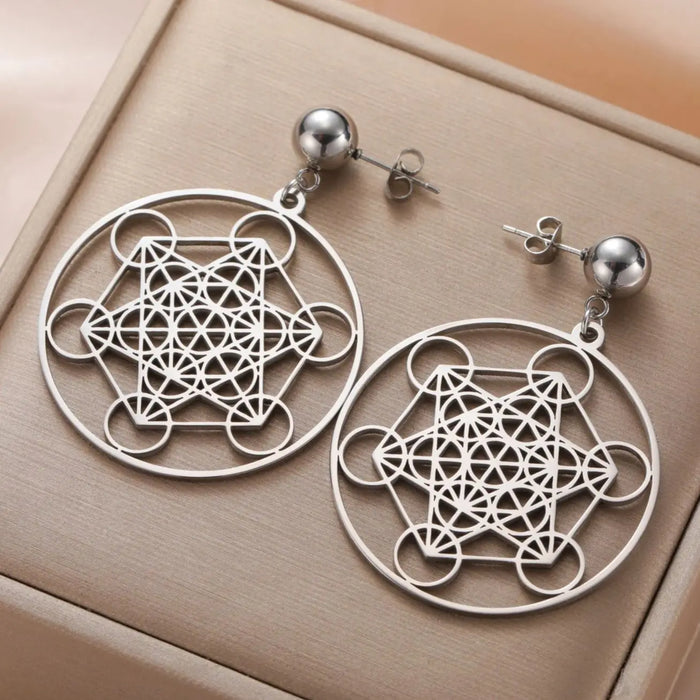 Metatron Cube Stud Earrings