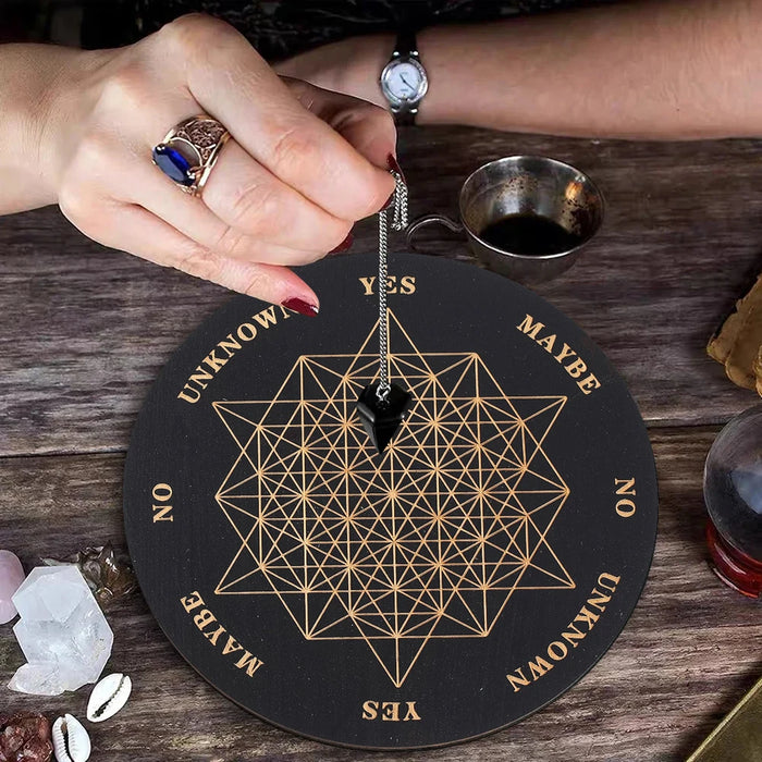 sacred Geometry Wooden Divination Pendulum Board