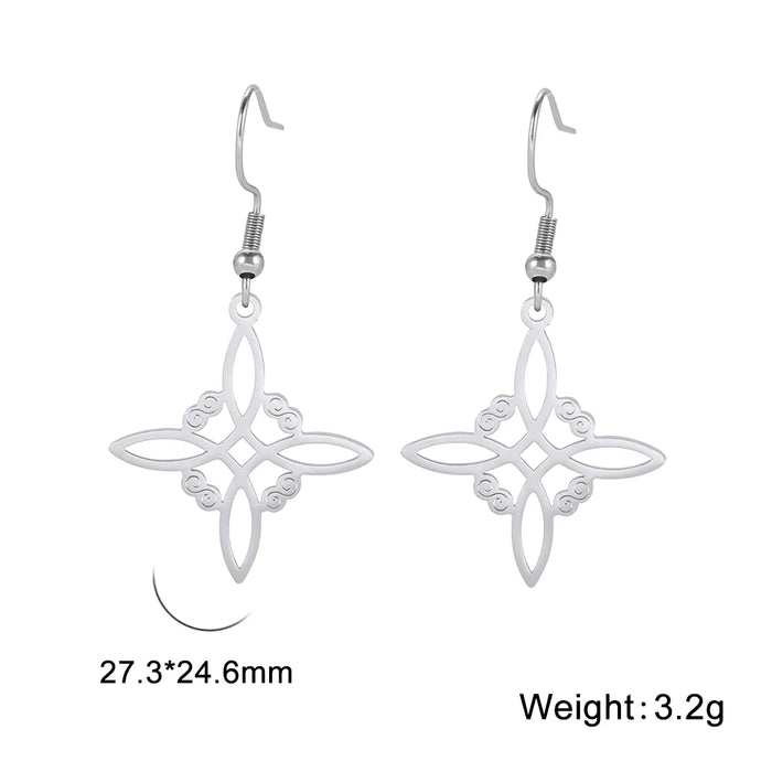 Metatron Cube Drop Earring Stainless Steel