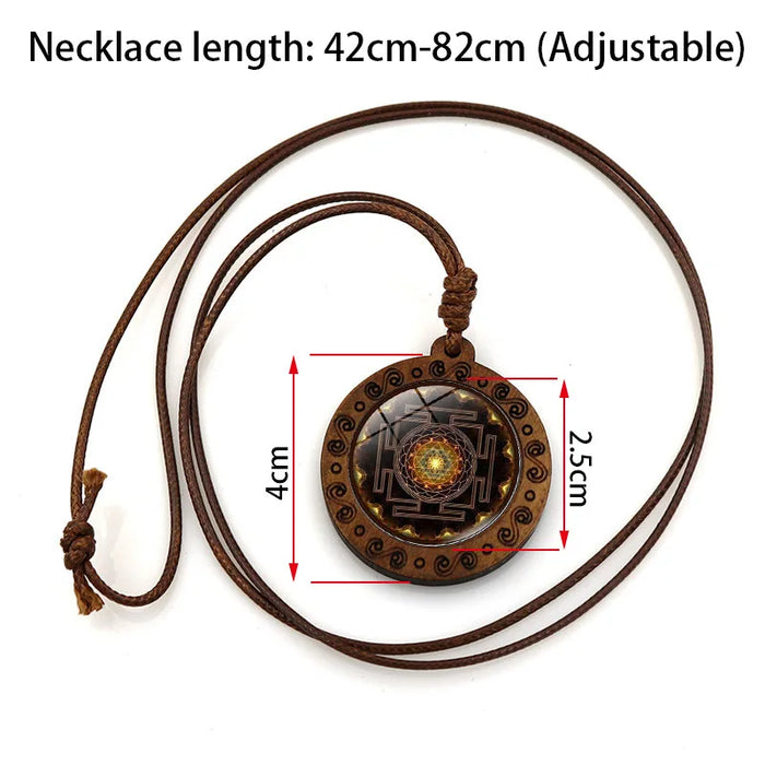 Wooden Archangel Metatron Cube Necklace Sacred Geometry
