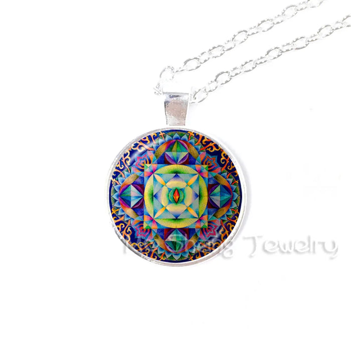 Sri Yantra Glass Dome Pendant
