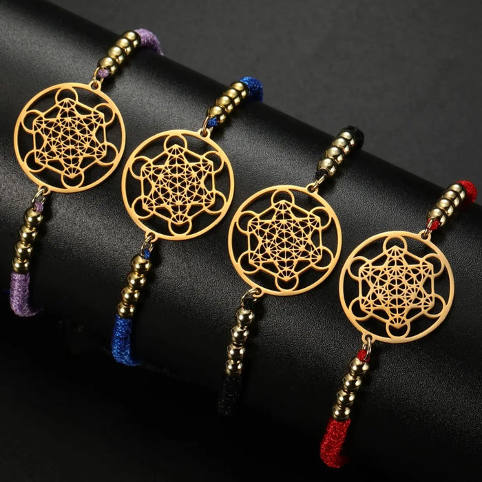 Metatron Cube Adjustable Bracelets Stainless Steel Men Women