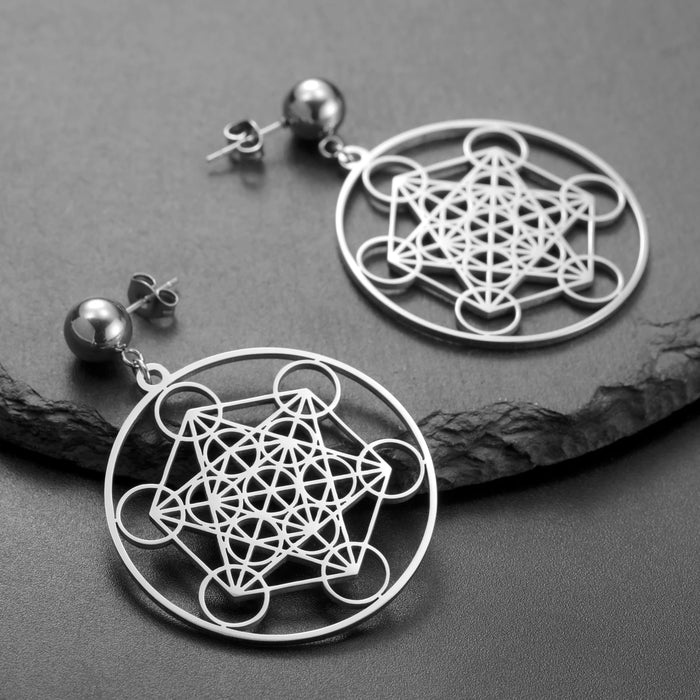 Metatron Cube Stud Earrings