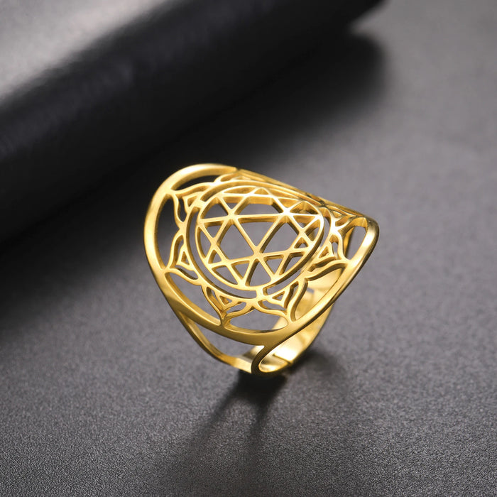 Lotus Star Ring Women Stainless Steel