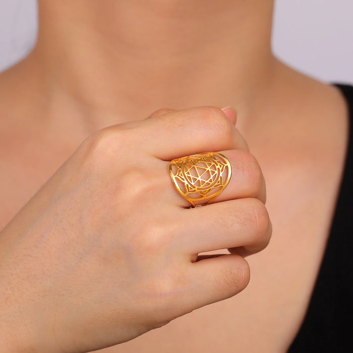 Lotus Star Ring Women Stainless Steel