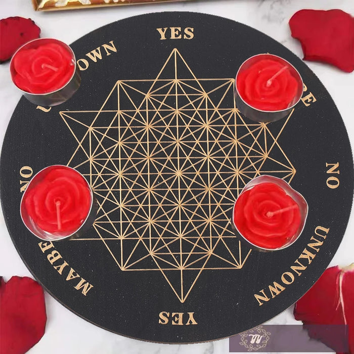 sacred Geometry Wooden Divination Pendulum Board