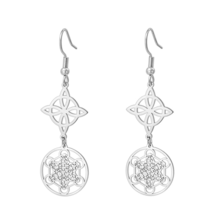Metatron Cube Drop Earring Stainless Steel