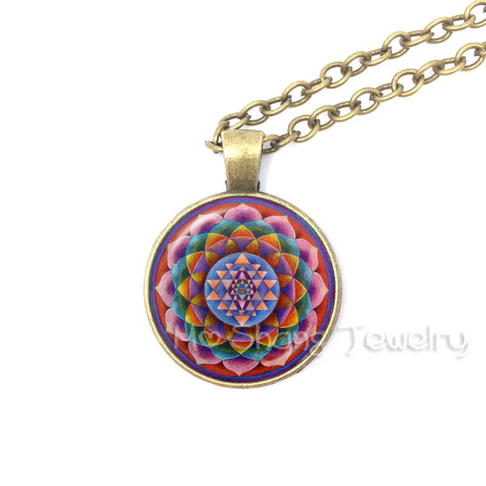 Sri Yantra Glass Dome Pendant
