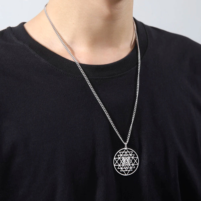 Sri Yantra Necklace Sacred Geometry Stainless Steel Pendant
