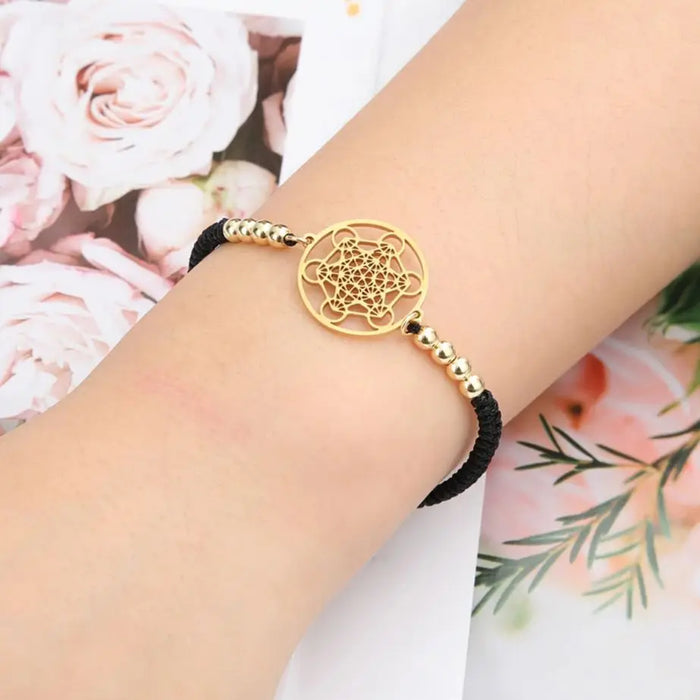 Metatron Cube Adjustable Bracelets Stainless Steel Men Women