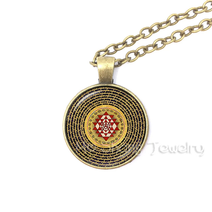 Sri Yantra Glass Dome Pendant