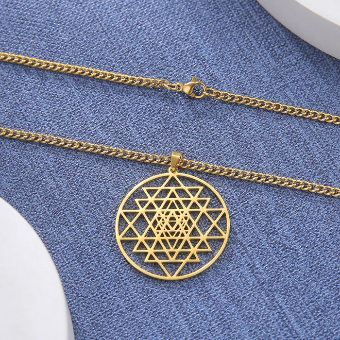 Sri Yantra Necklace Sacred Geometry Stainless Steel Pendant