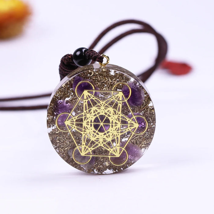 Amethyst Orgonite Necklace Light Codes Sacred Geometry