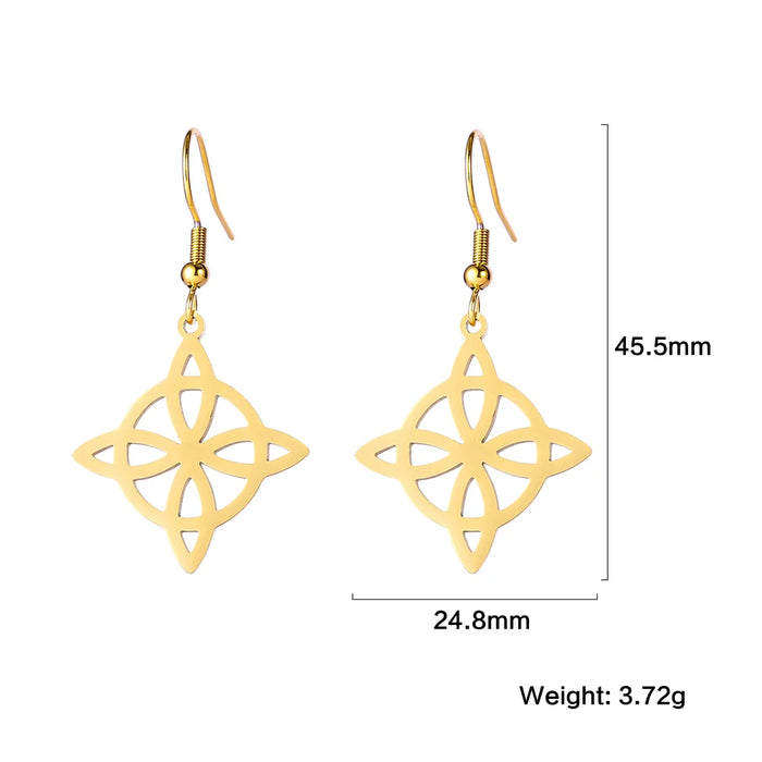 Metatron Cube Drop Earring Stainless Steel