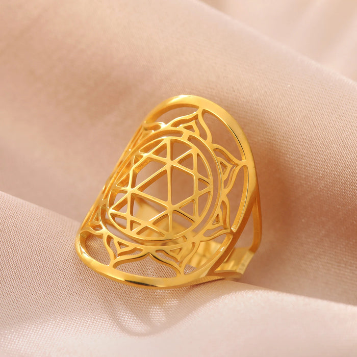 Lotus Star Ring Women Stainless Steel