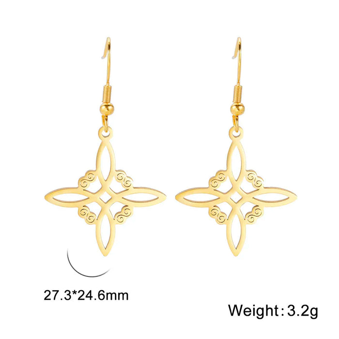 Metatron Cube Drop Earring Stainless Steel