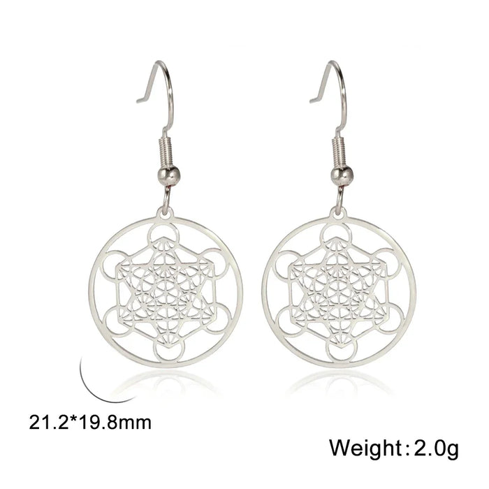 Metatron Cube Drop Earring Stainless Steel