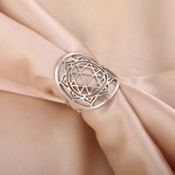 Lotus Star Ring Women Stainless Steel