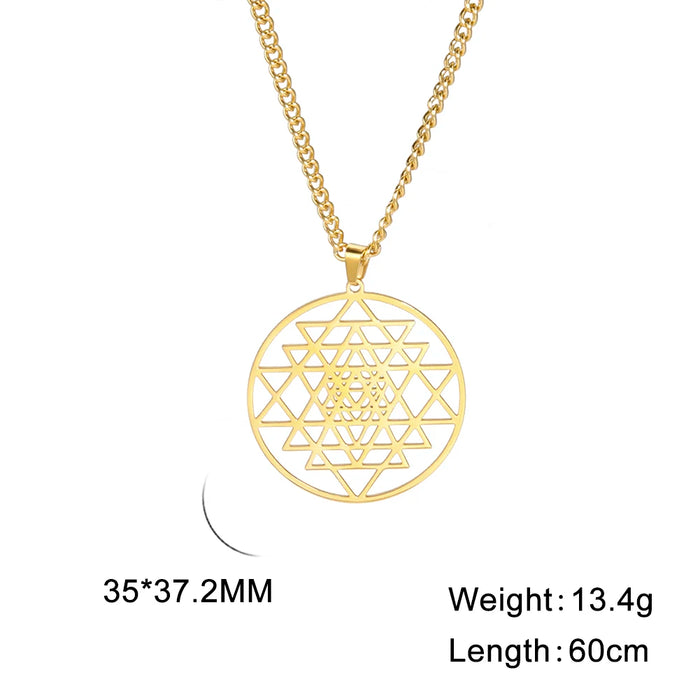 Sri Yantra Necklace Sacred Geometry Stainless Steel Pendant