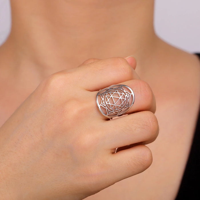 Lotus Star Ring Women Stainless Steel