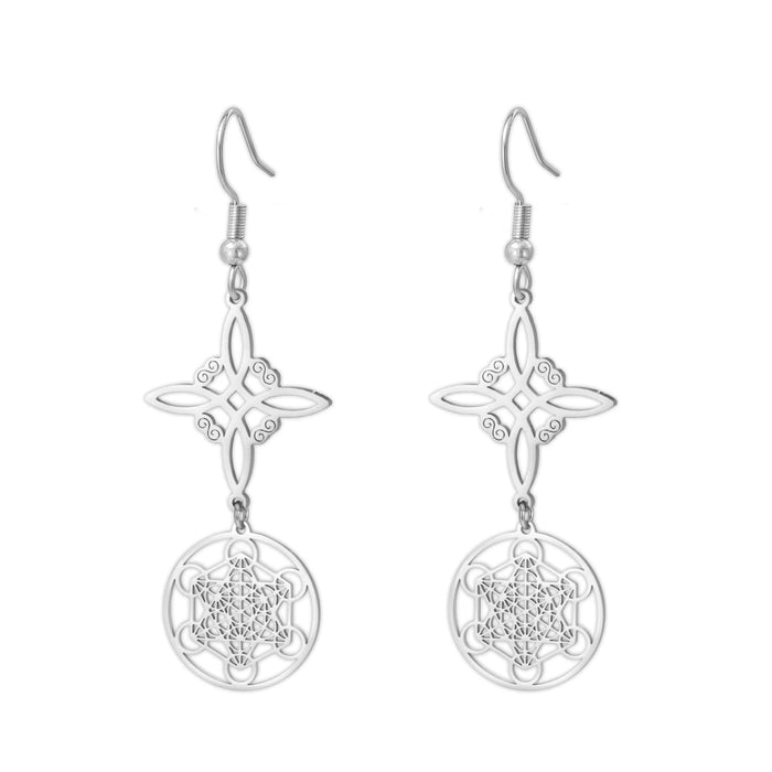 Metatron Cube Drop Earring Stainless Steel