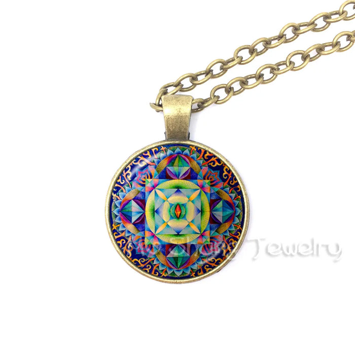 Sri Yantra Glass Dome Pendant